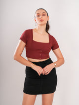 Brown Cute Crop Top