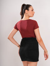 Brown Cute Crop Top