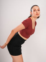 Brown Cute Crop Top