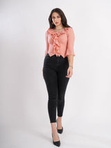 Peach Frilly Top