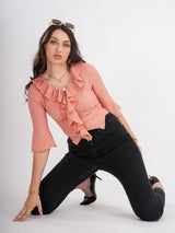 Peach Frilly Top