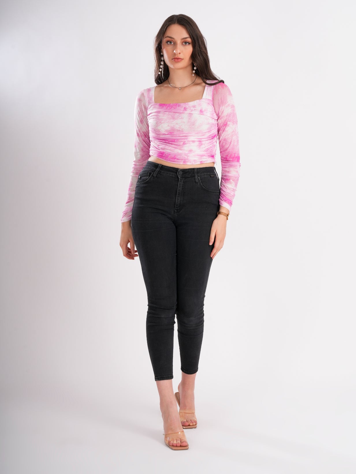 Floral Printed Net Top