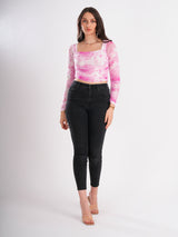 Floral Printed Net Top