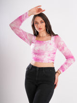 Floral Printed Net Top
