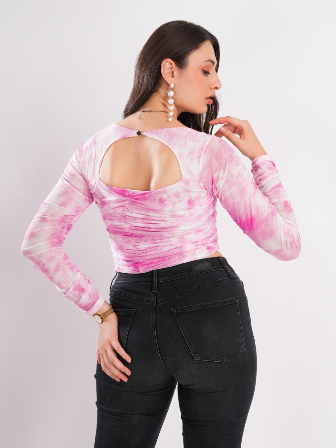 Floral Printed Net Top