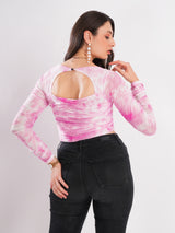 Floral Printed Net Top