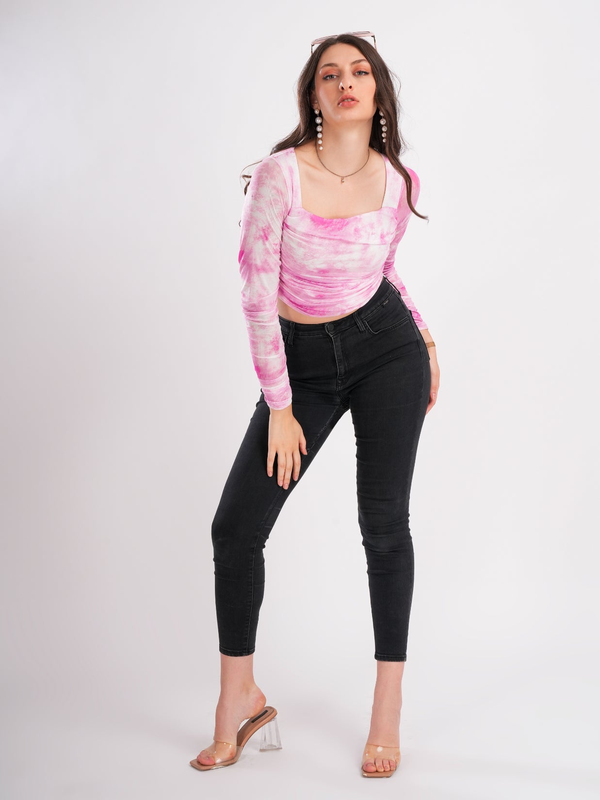 Floral Printed Net Top