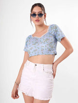 Floral Print Laced Crop Top