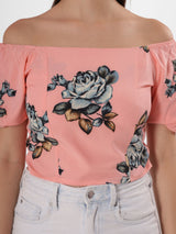 Floral Print Off Shoulder Crop Top