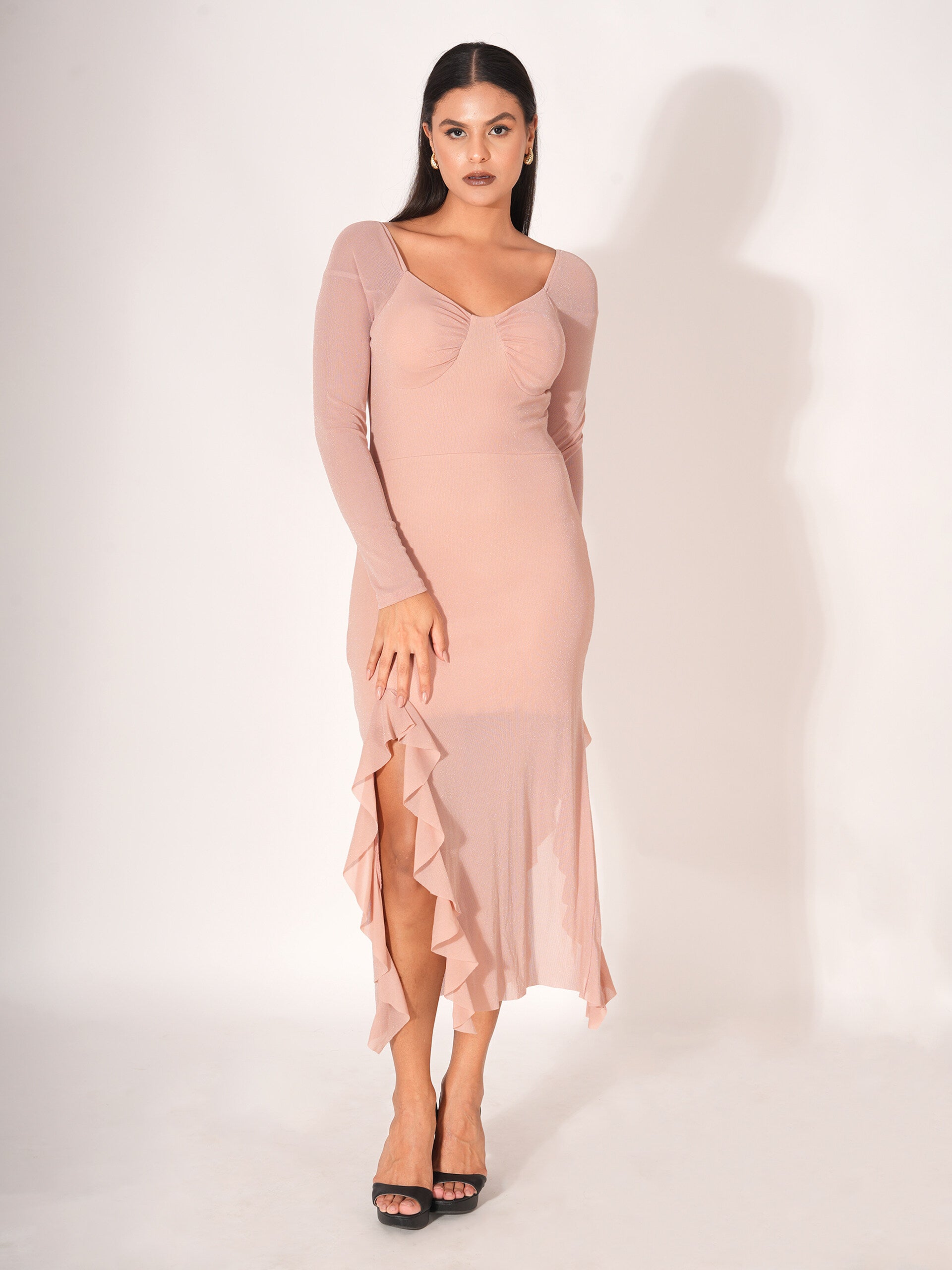 Frilly Self Design Bodycon Dress