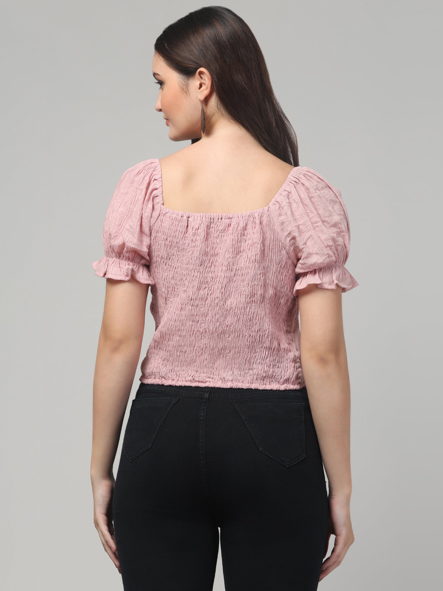 Pink Solid Top For Womens