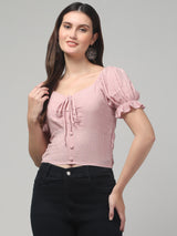 Pink Solid Top For Womens