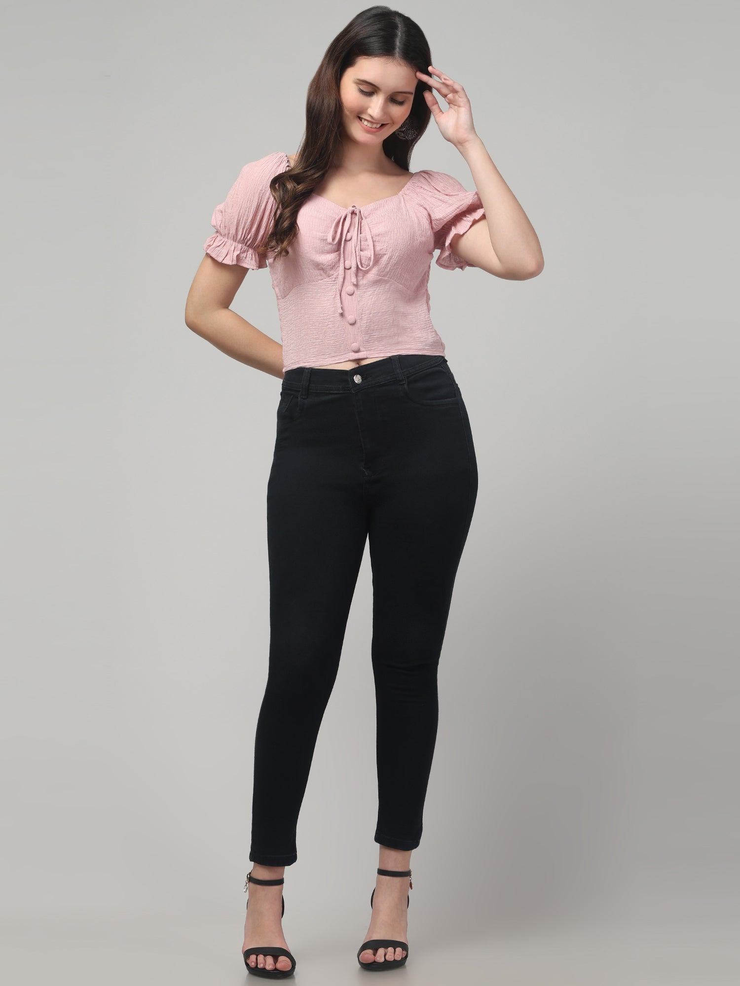 Pink Solid Top For Womens