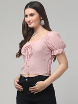 Pink Solid Top For Womens