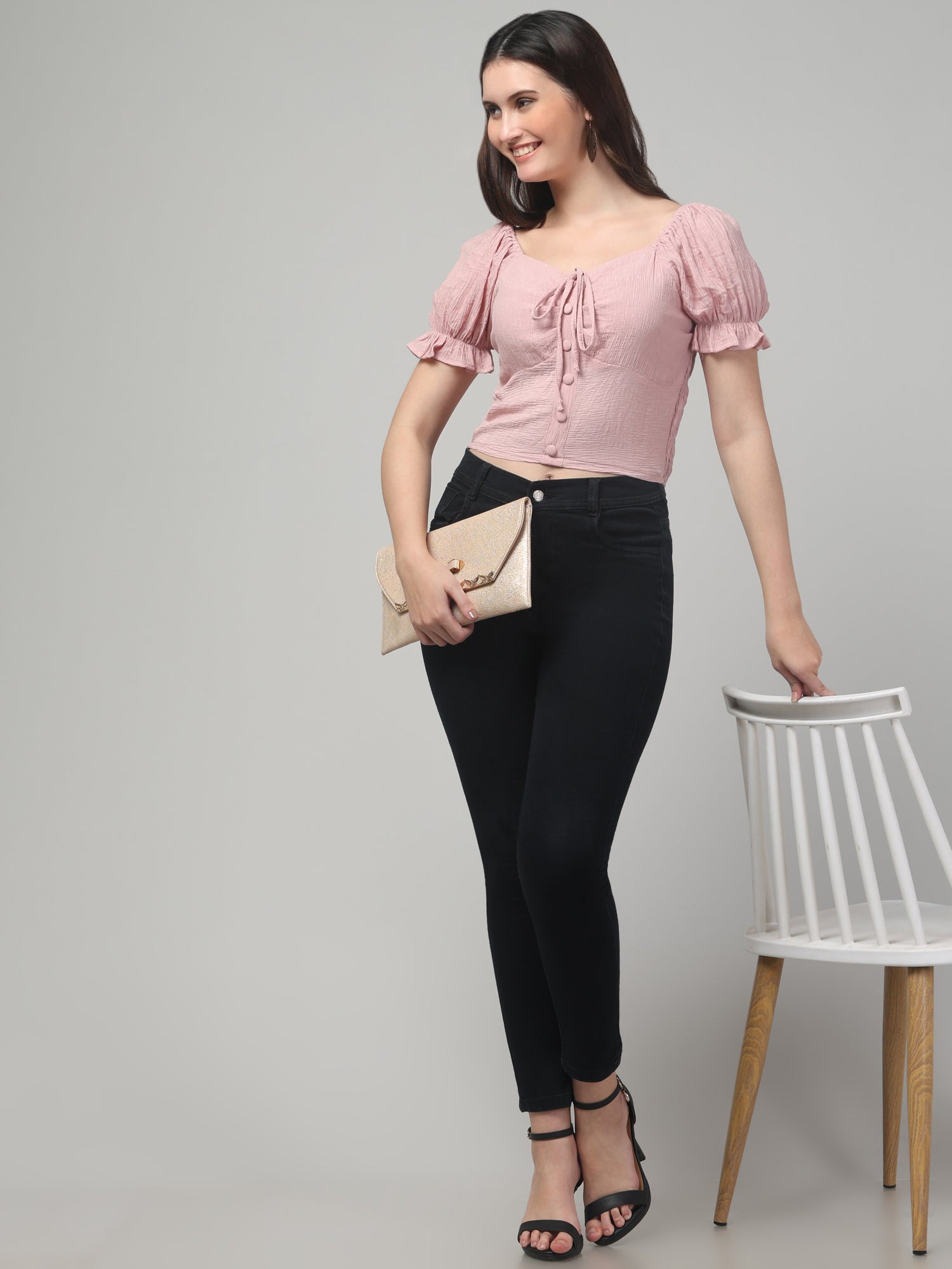 Pink Solid Top For Womens