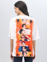 White Printed Half Sleeve T-Shirt