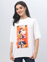 White Printed Half Sleeve T-Shirt