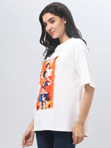 White Printed Half Sleeve T-Shirt