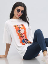 White Printed Half Sleeve T-Shirt