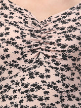 Beige Printed Bodycon Dress