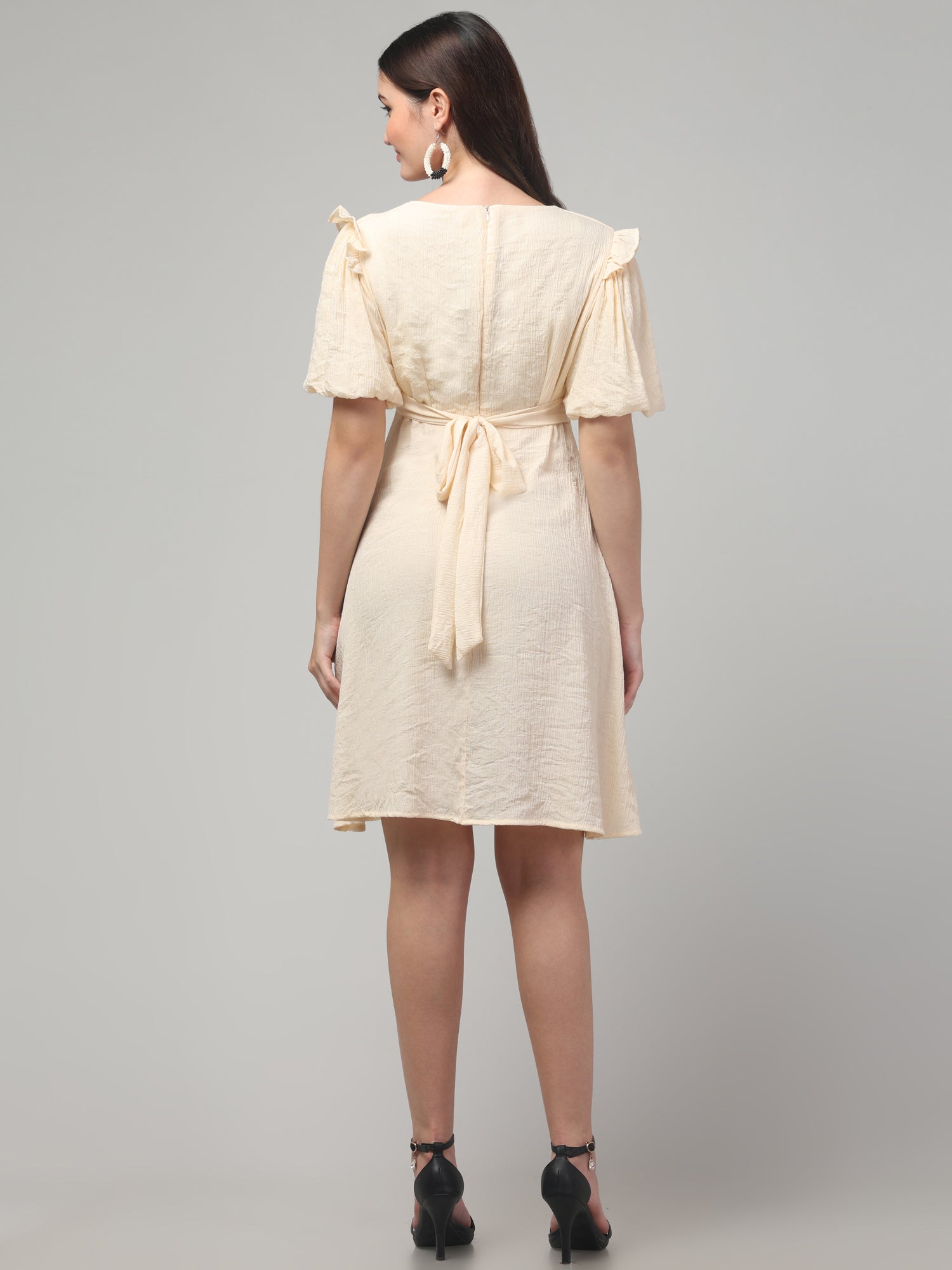 Solid Butterfly Sleeve Midi Dress
