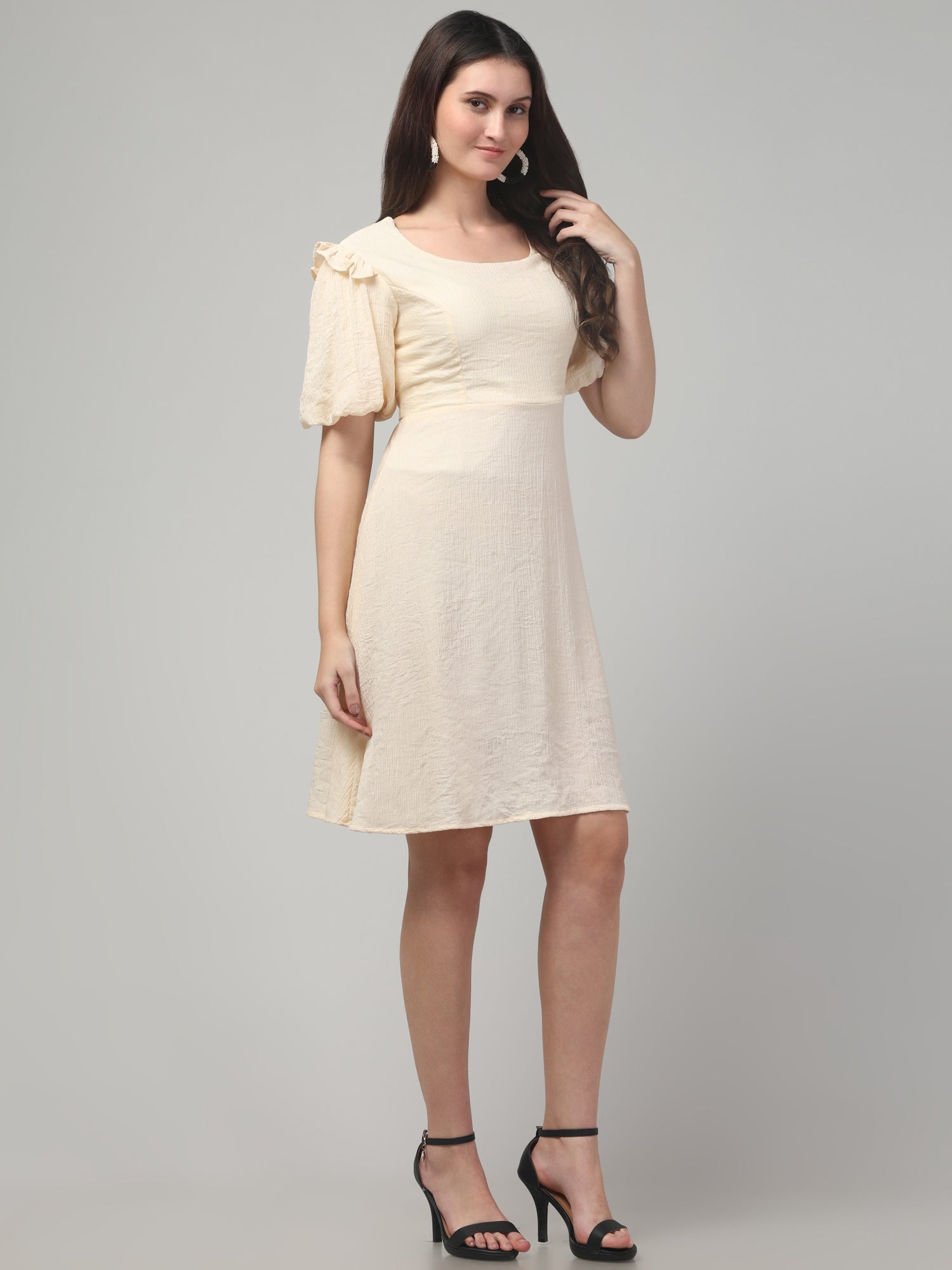 Solid Butterfly Sleeve Midi Dress