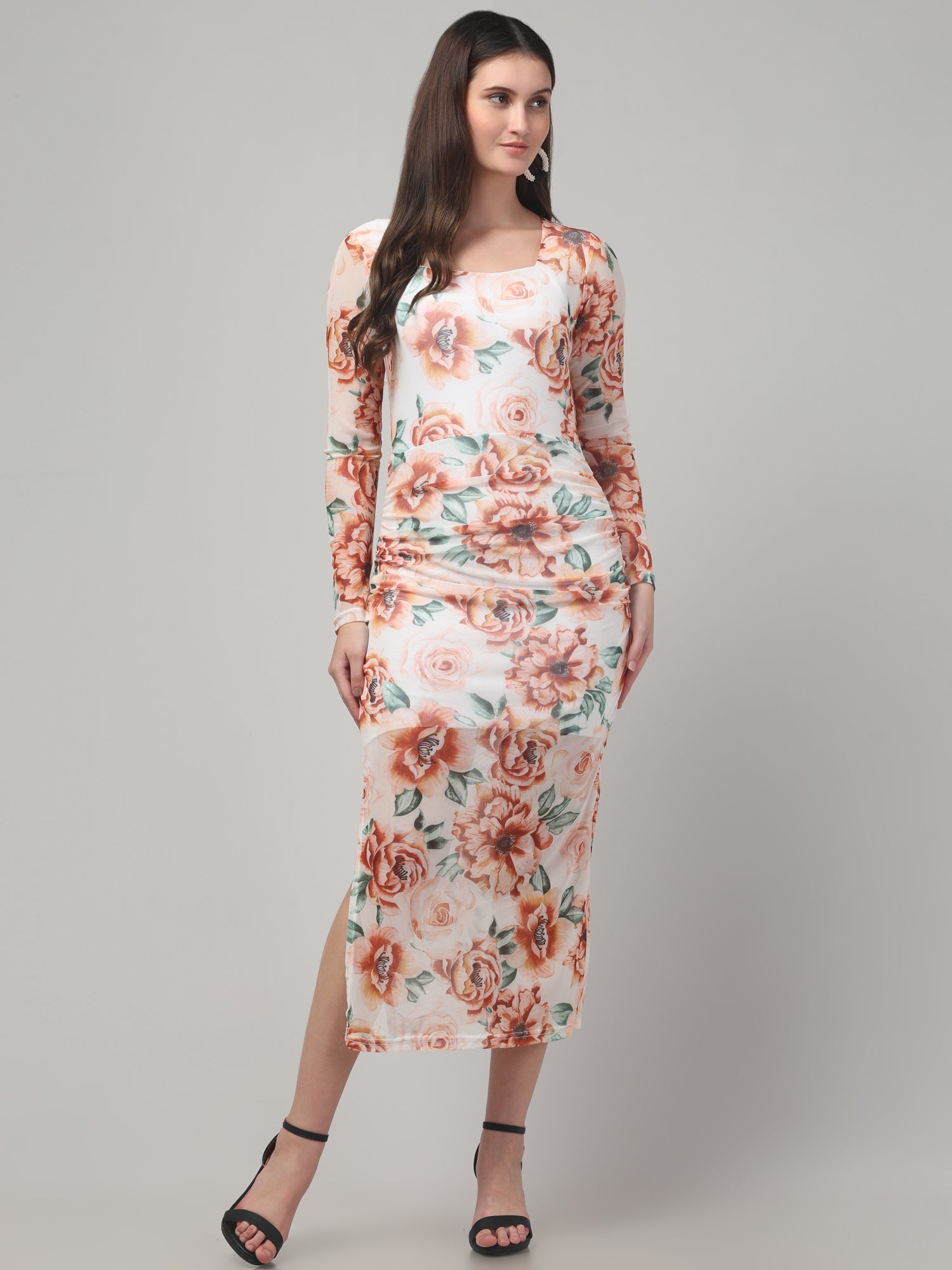 Floral White Bodyocon Dress