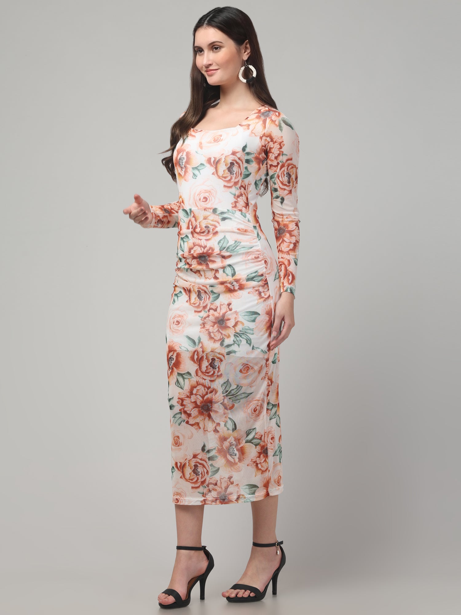 Floral White Bodyocon Dress