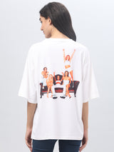 White Printed Round Neck T-shirt