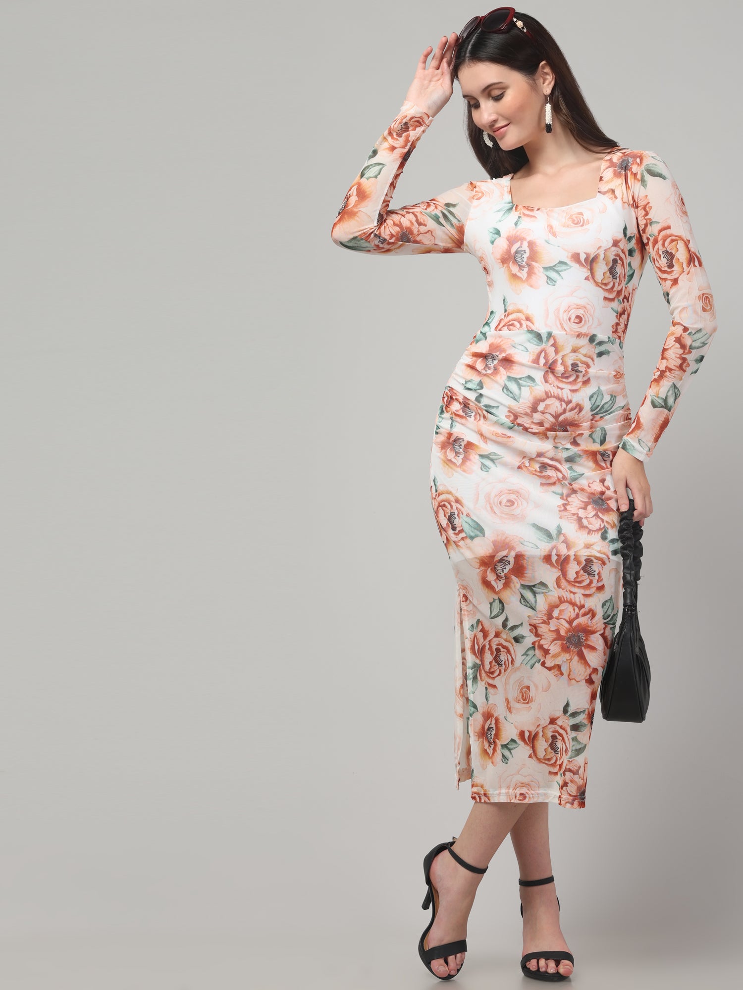 Floral White Bodyocon Dress