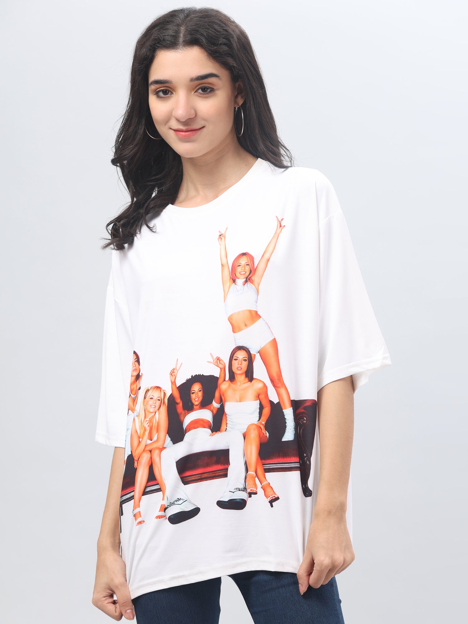 White Printed Round Neck T-shirt