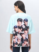 Sky-Blue K-Pop Printed T-shirt