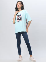 Sky-Blue K-Pop Printed T-shirt