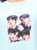 Sky-Blue K-Pop Printed T-shirt