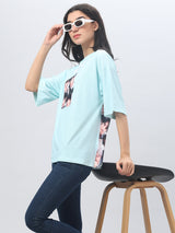 Sky-Blue K-Pop Printed T-shirt