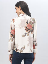 Floral Mandarin Collar Neck Top