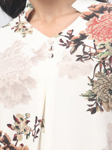 Floral Mandarin Collar Neck Top