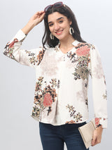 Floral Mandarin Collar Neck Top
