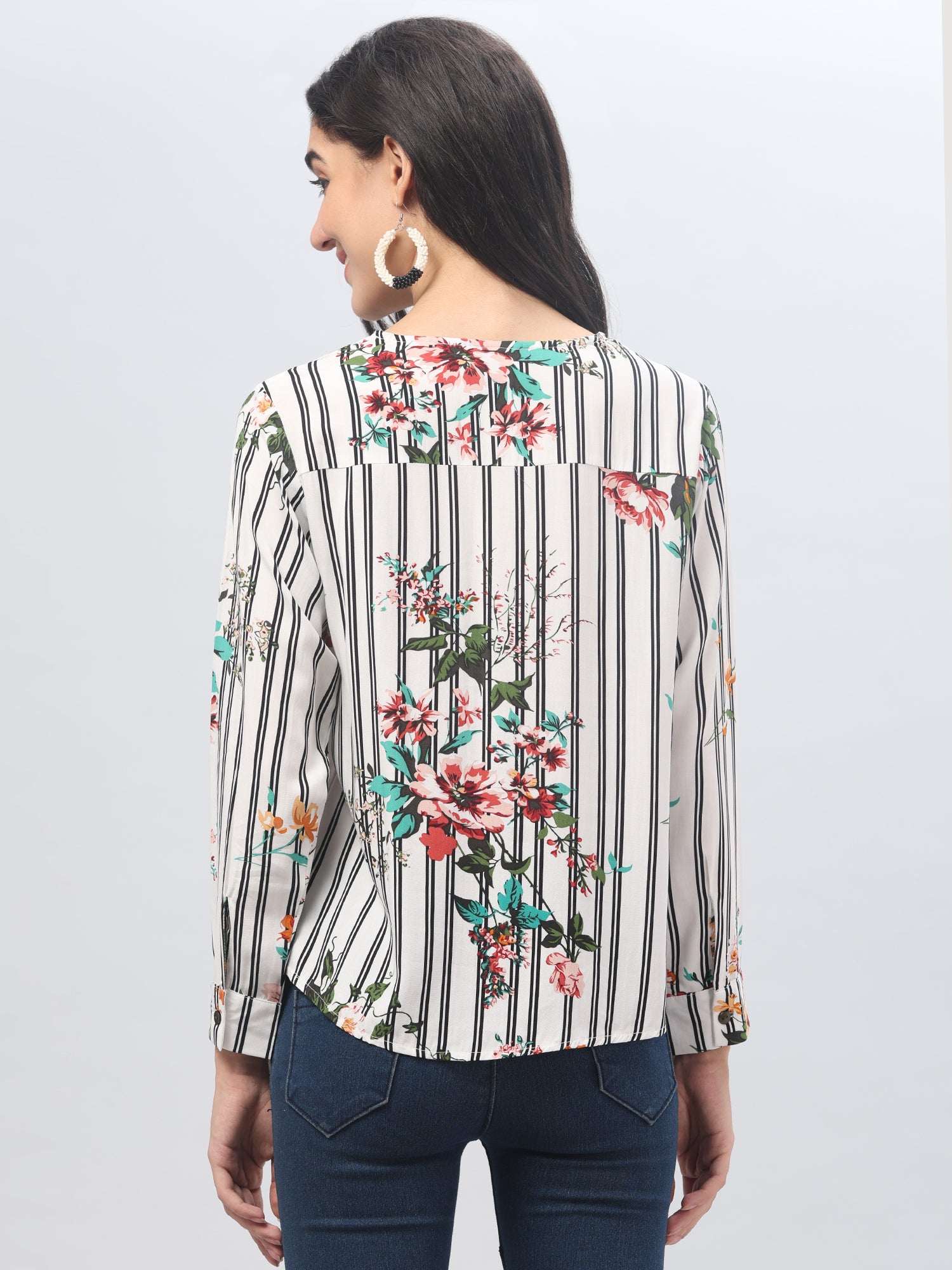 Striped Multi Color V-Neck Top