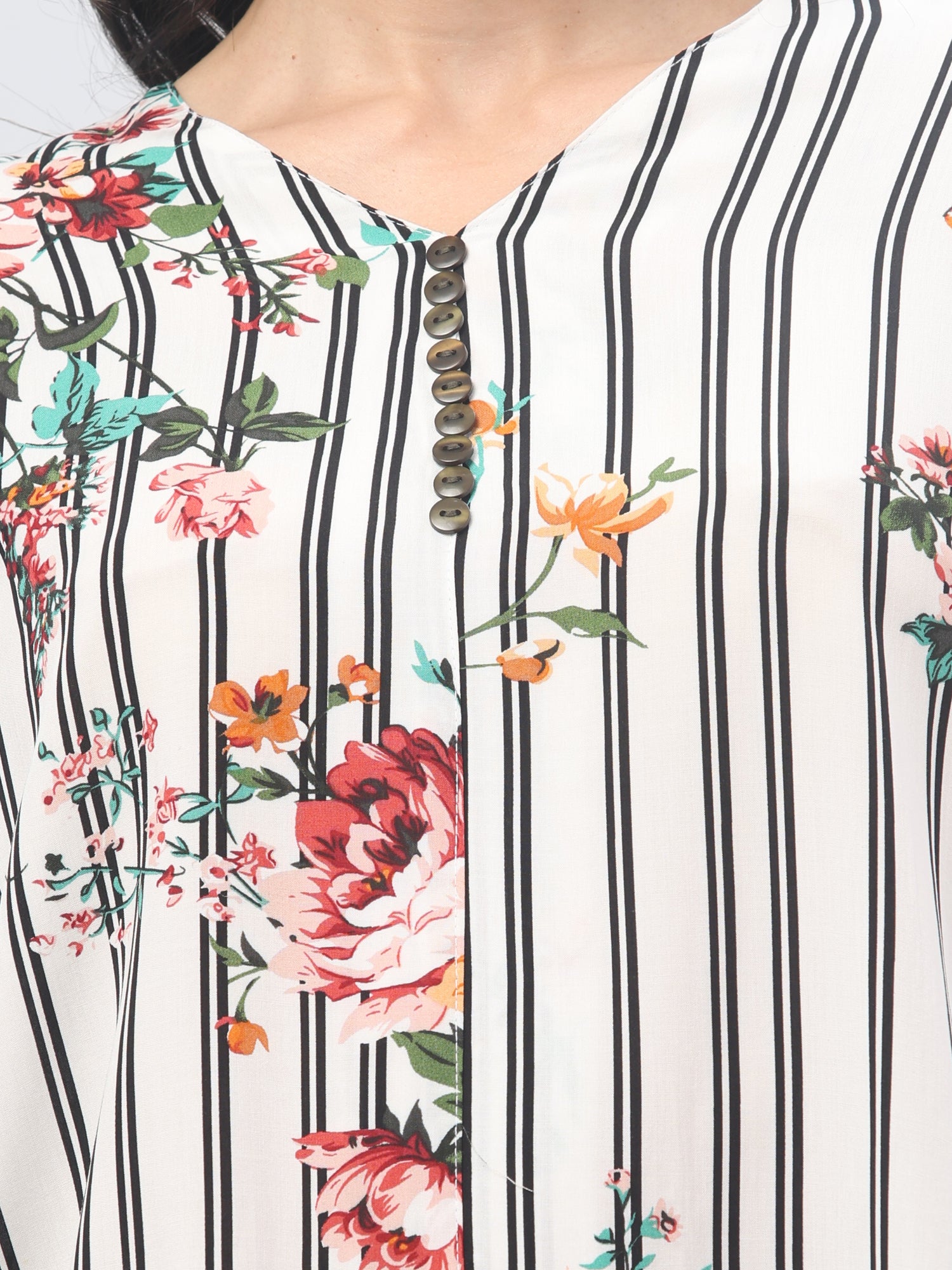 Striped Multi Color V-Neck Top