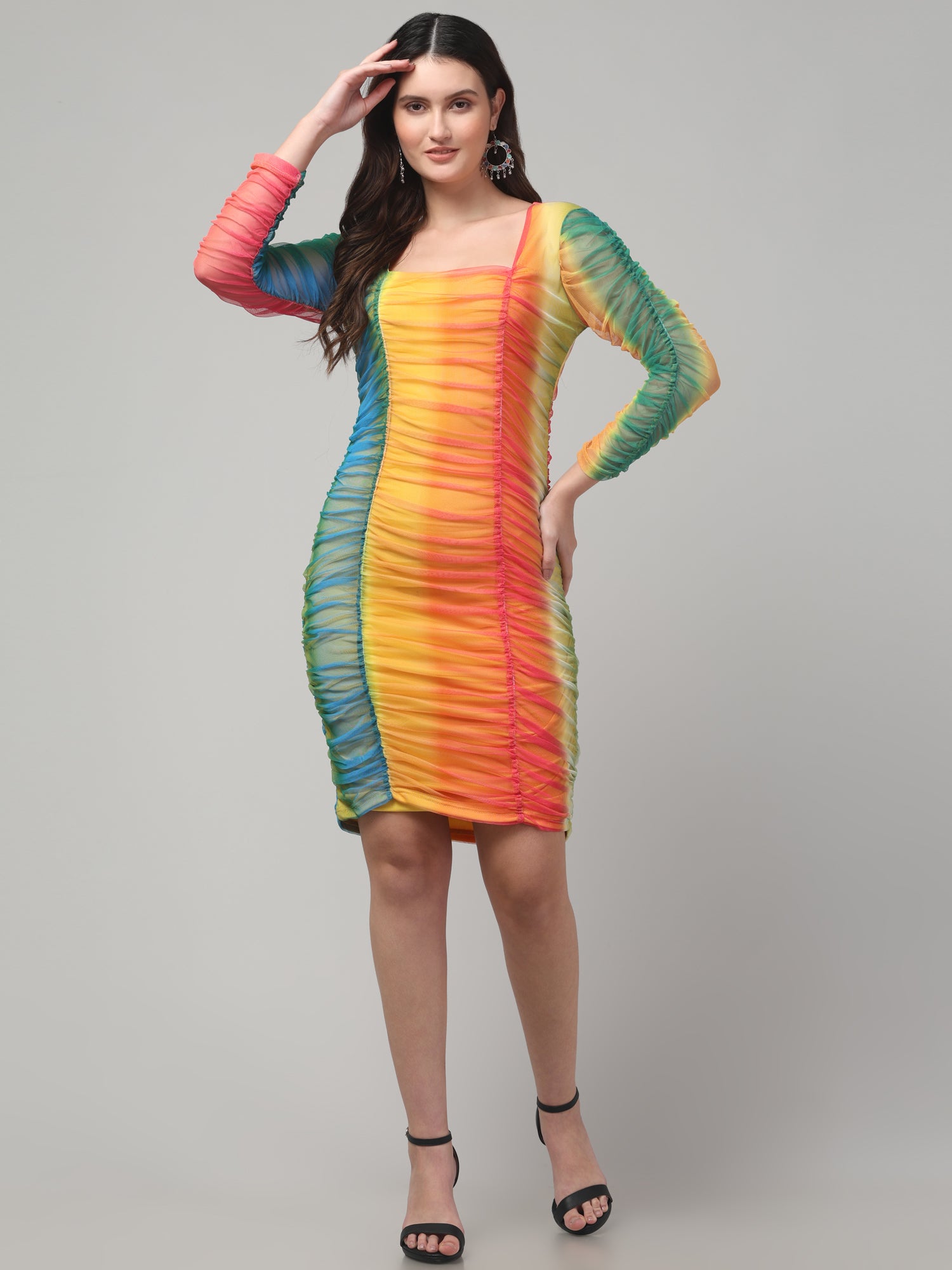 Striped Yellow Bodycon Dress