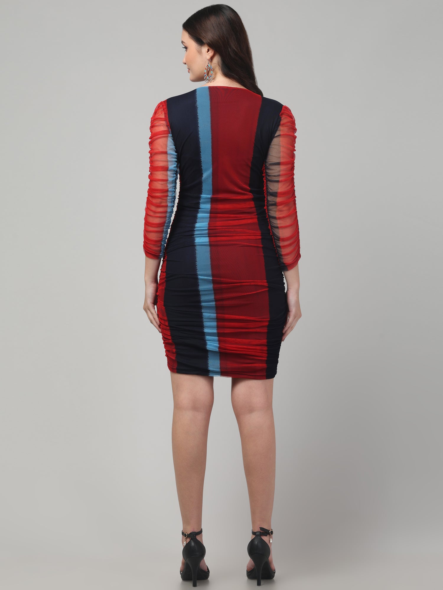 Striped Maroon Bodycon Dress