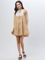 Full Sleeve Round Neck Mini Dress