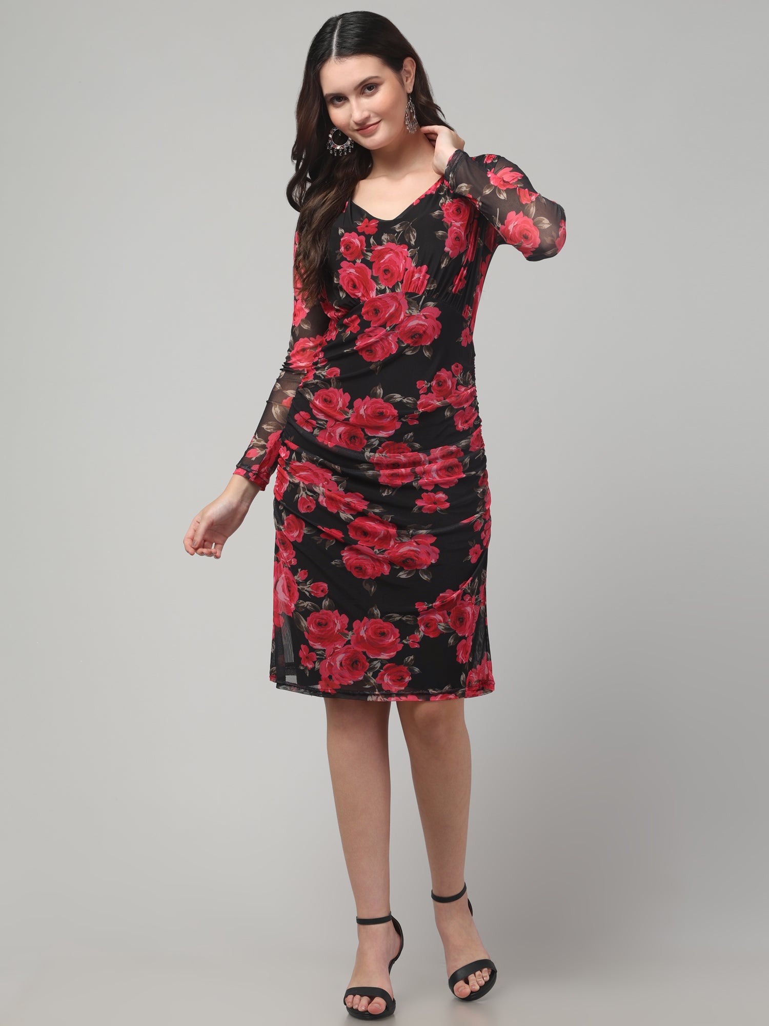Floral Red Midi Dress