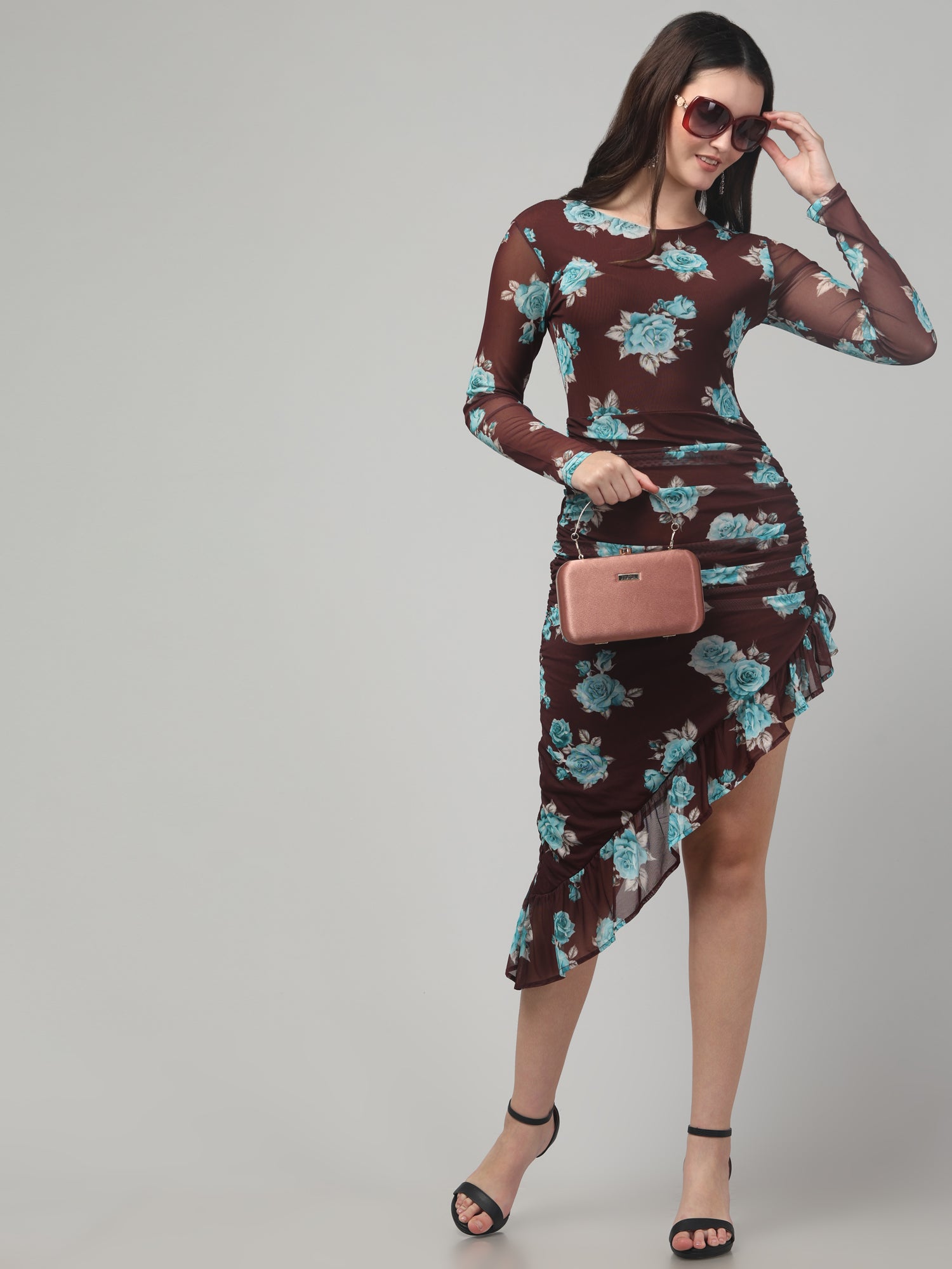 Floral Frilly Bodycon Dress