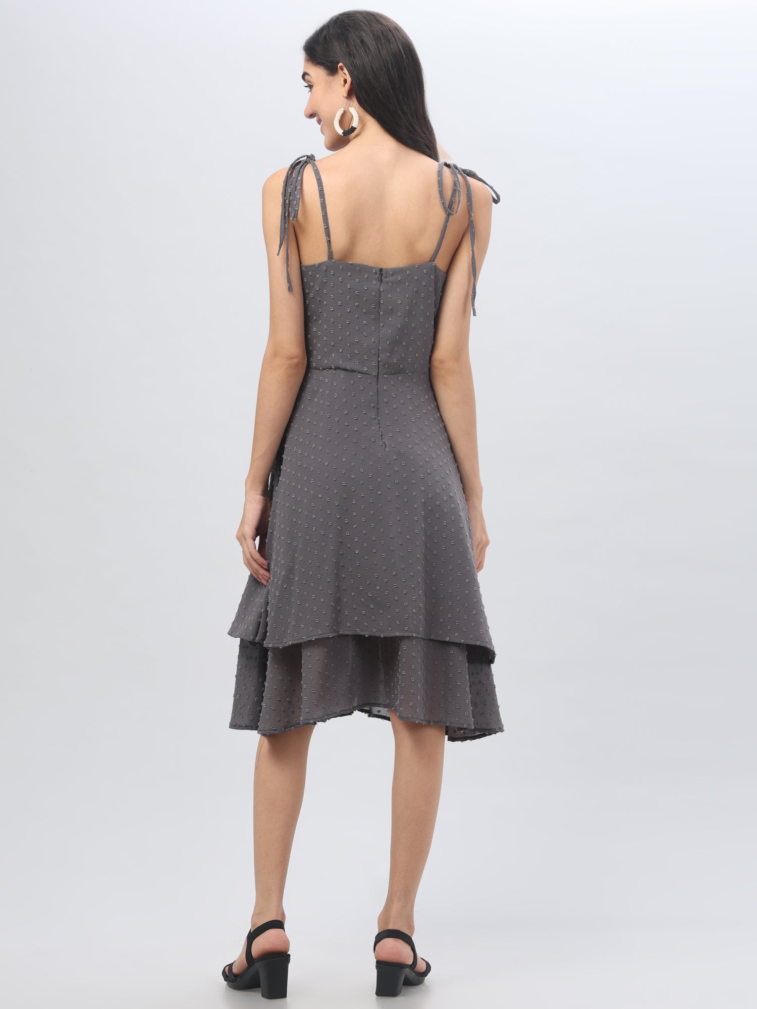 Charcoal Strappy Midi Dress