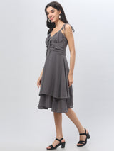 Charcoal Strappy Midi Dress
