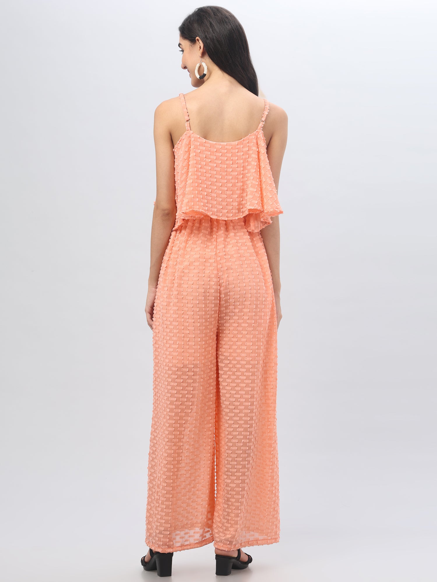 Textured Orange Jumpsuit