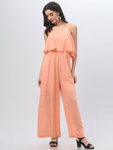 Textured Orange Jumpsuit