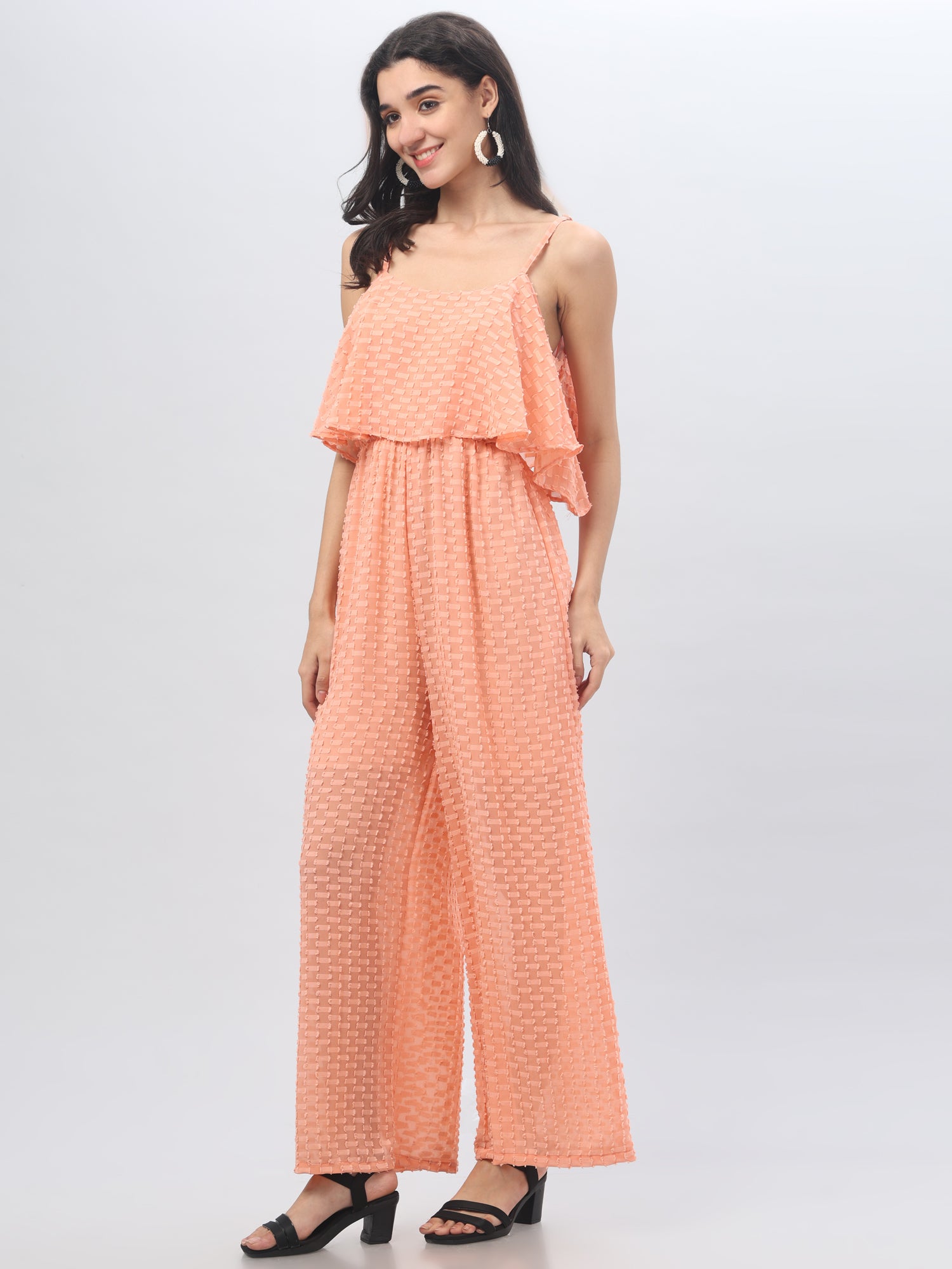 Textured Orange Jumpsuit